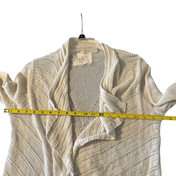 Angel of the North Anthropologie Ivory Cream Open Front Longline Cardigan Size S - Picture 10 of 12